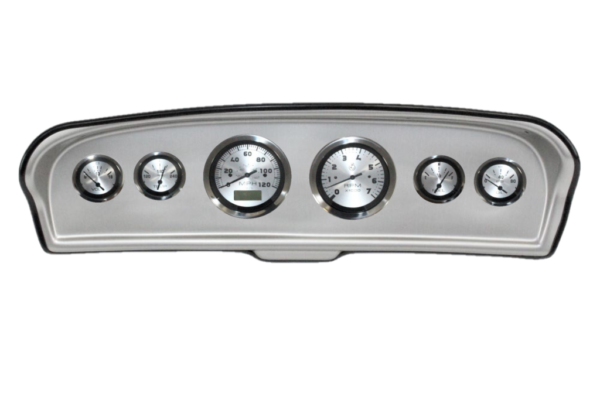 1961-66 Ford Truck Brushed Aluminum Dash Panel with Elite Series Sterling Platinum Gauge Bundle