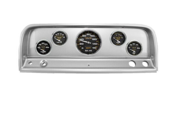 1965-66 Chevy Truck Brushed Aluminum Dash Panel with Carbon Fiber Electric Gauges