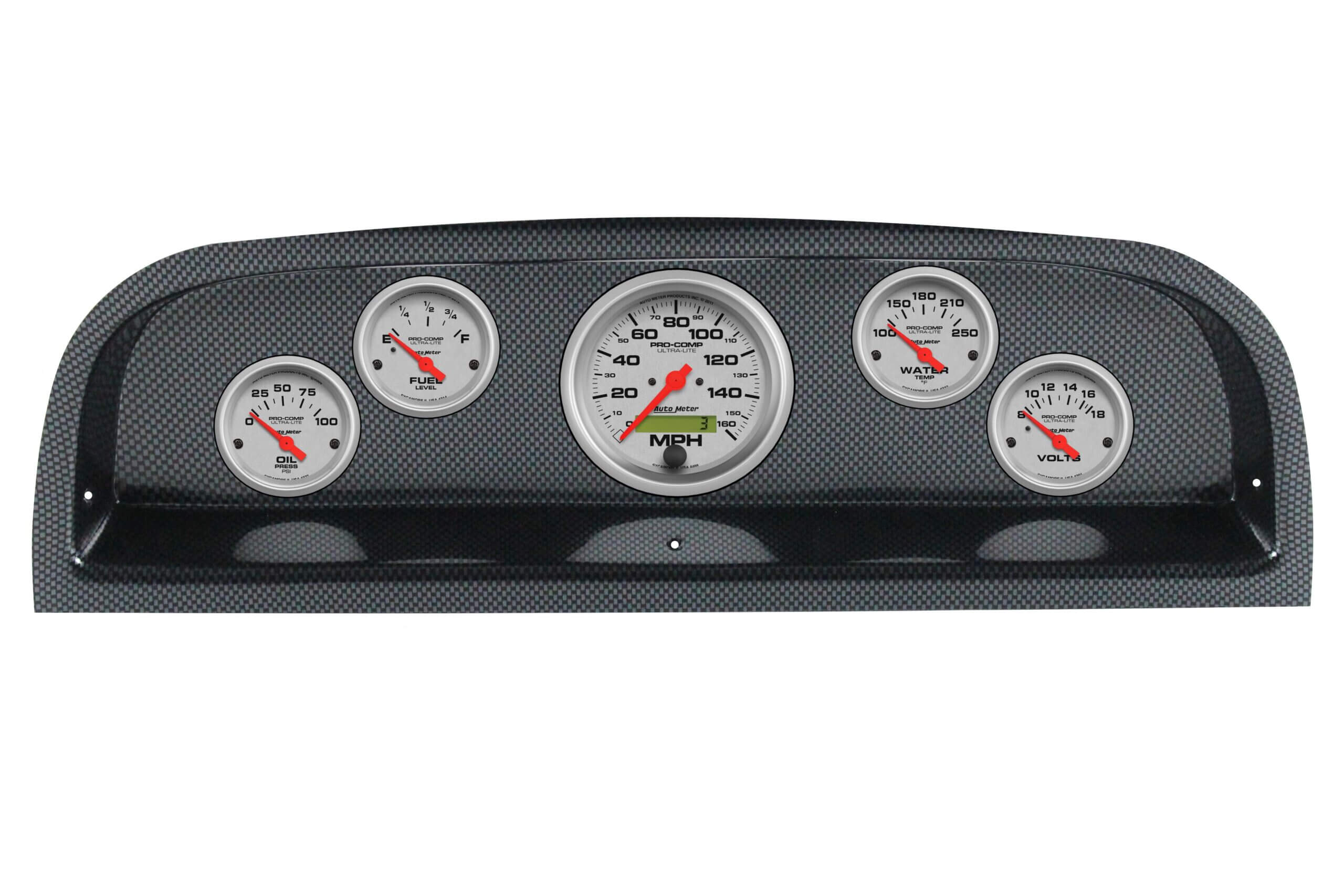 1960-63 Chevy Truck 5 Gauge Carbon Fiber Dash Panel with Ultra-Lite Electric Gauge Bundle