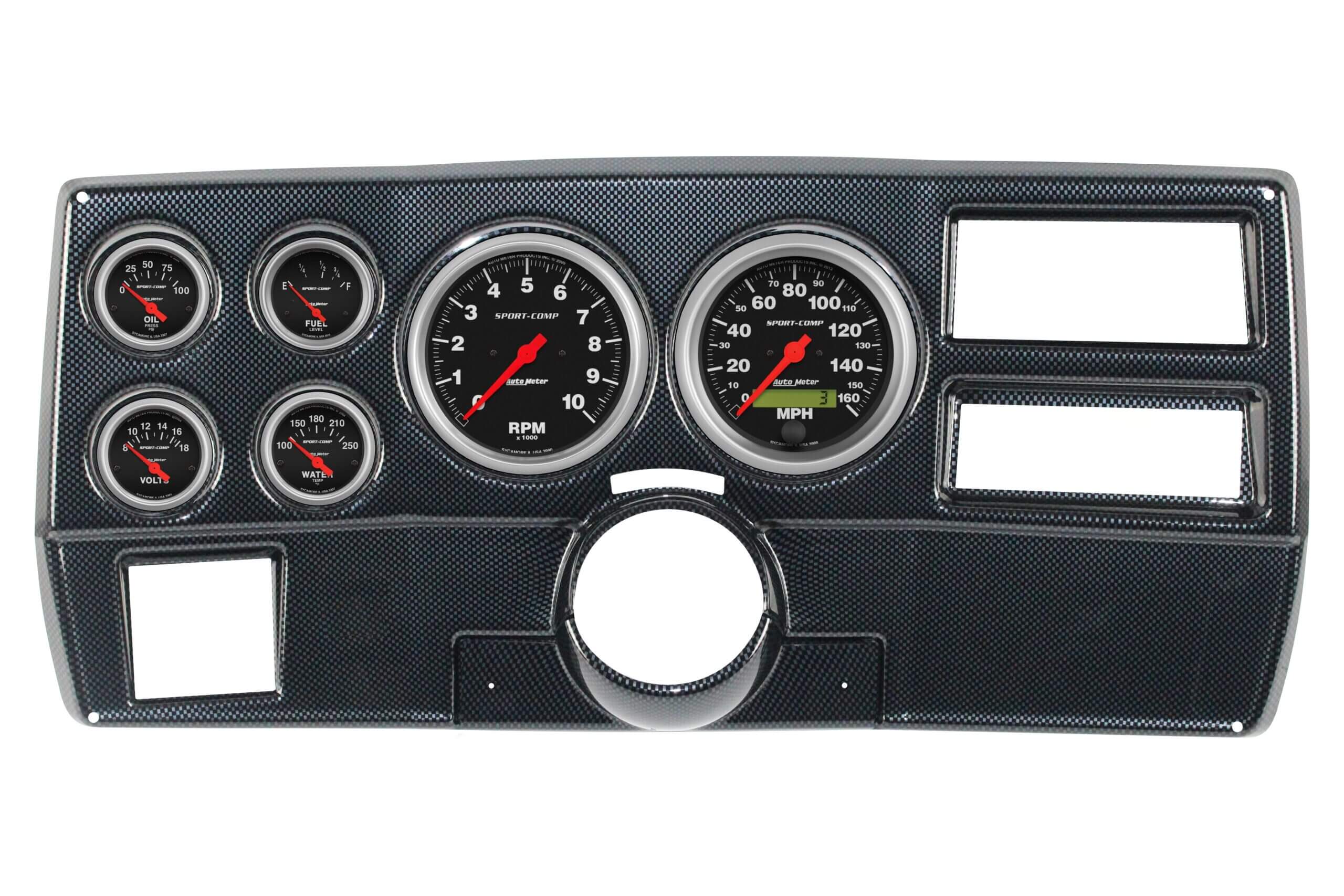 1984-87 Chevy / GMC CK Truck 5" Carbon Fiber Dash Panel with Sport Comp Electric Gauge Bundle with AC VENTS
