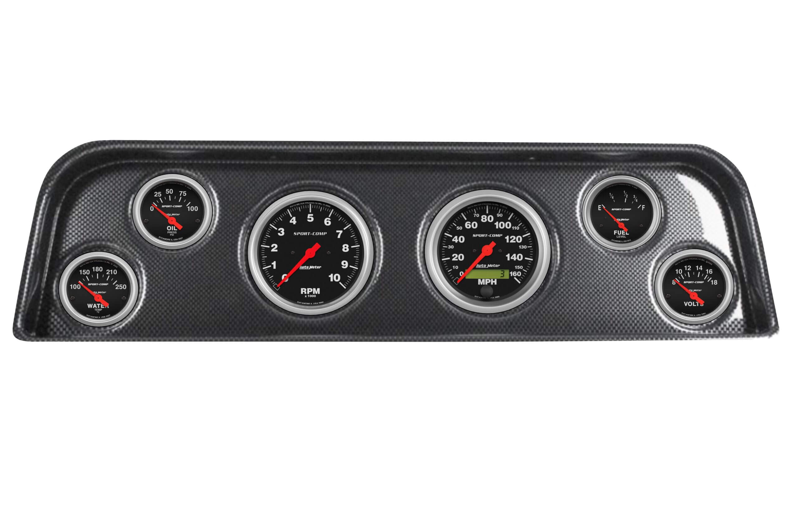 1960-63 GMC Truck 6 Gauge Carbon Fiber Dash Panel with Sport Comp Electric Gauge Bundle