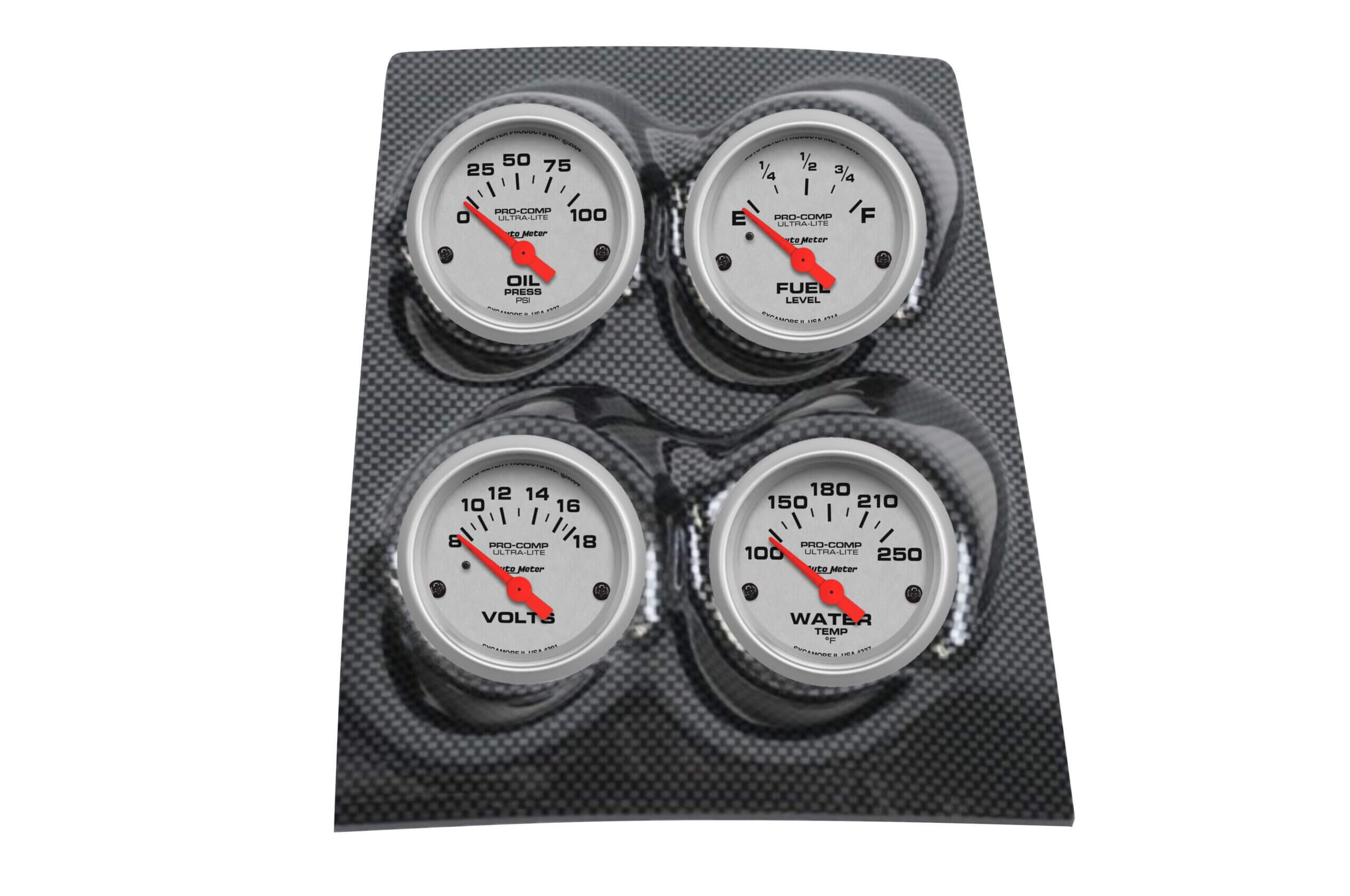 1968-69 GM Quad Pod Carbon Fiber Dash Panel with Ultra-Lite Electric Gauge Bundle