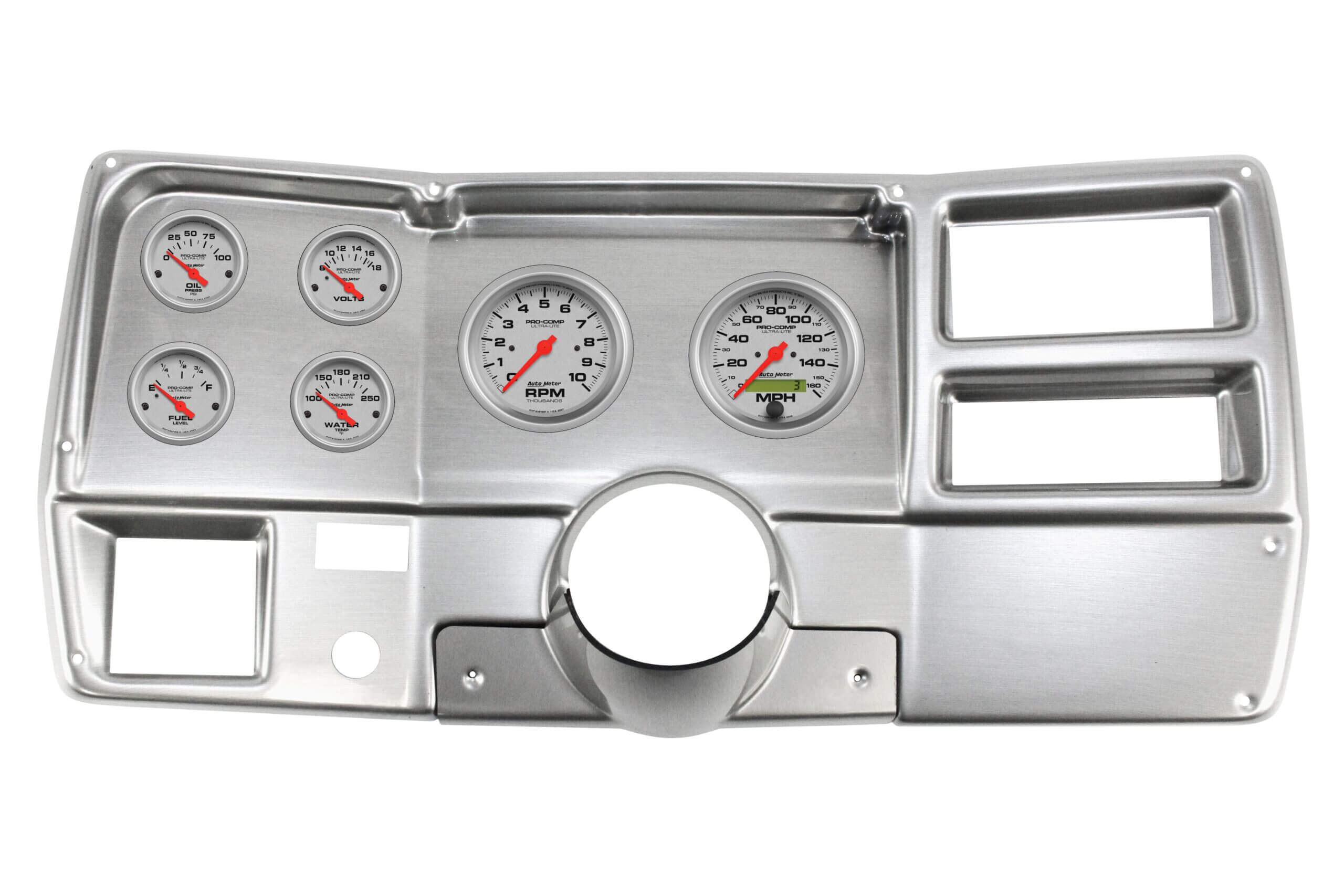 1973-83 Chevy / GMC CK Truck 6 Gauge 3-3/8" Brushed Aluminum Dash Panel with Ultra-Lite Electric Gauge Bundle