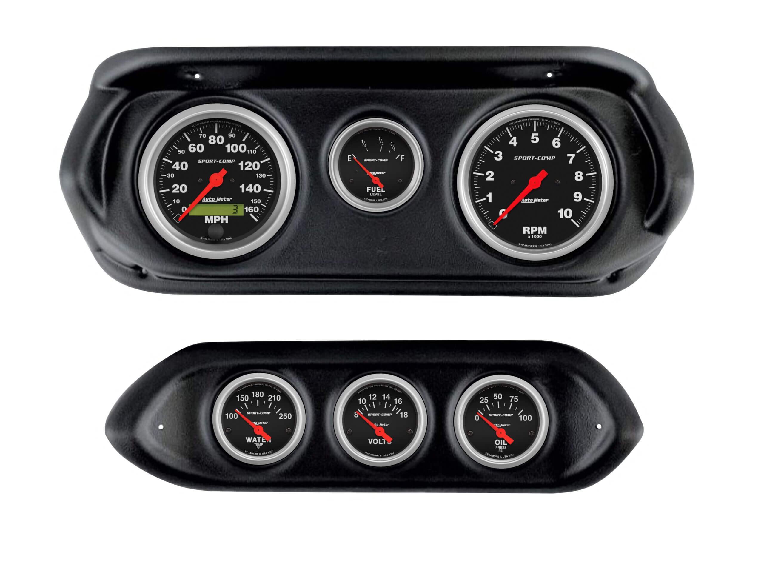1962-64 Chevy II / Nova 6 Gauge Black Dash Panel (Alternate Style) with Sport Comp Electric Gauge Bundle