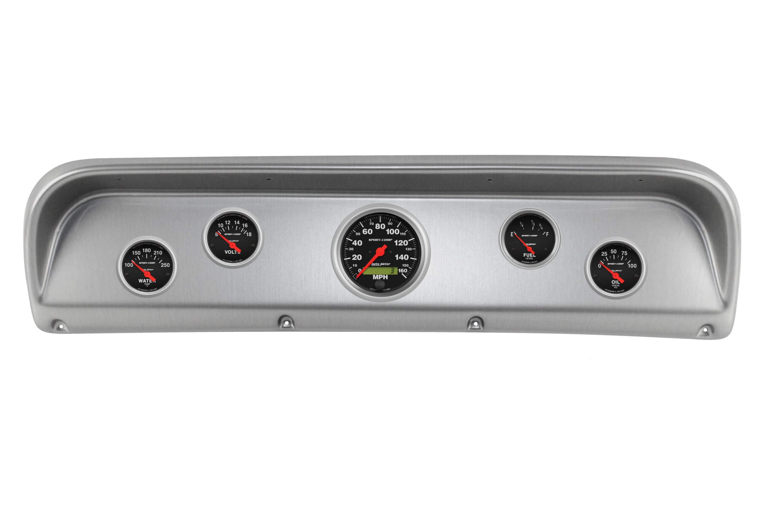 1967-72 Ford Truck 5 Gauge Brushed Aluminum Dash Panel with Sport Comp Electric Gauge Bundle