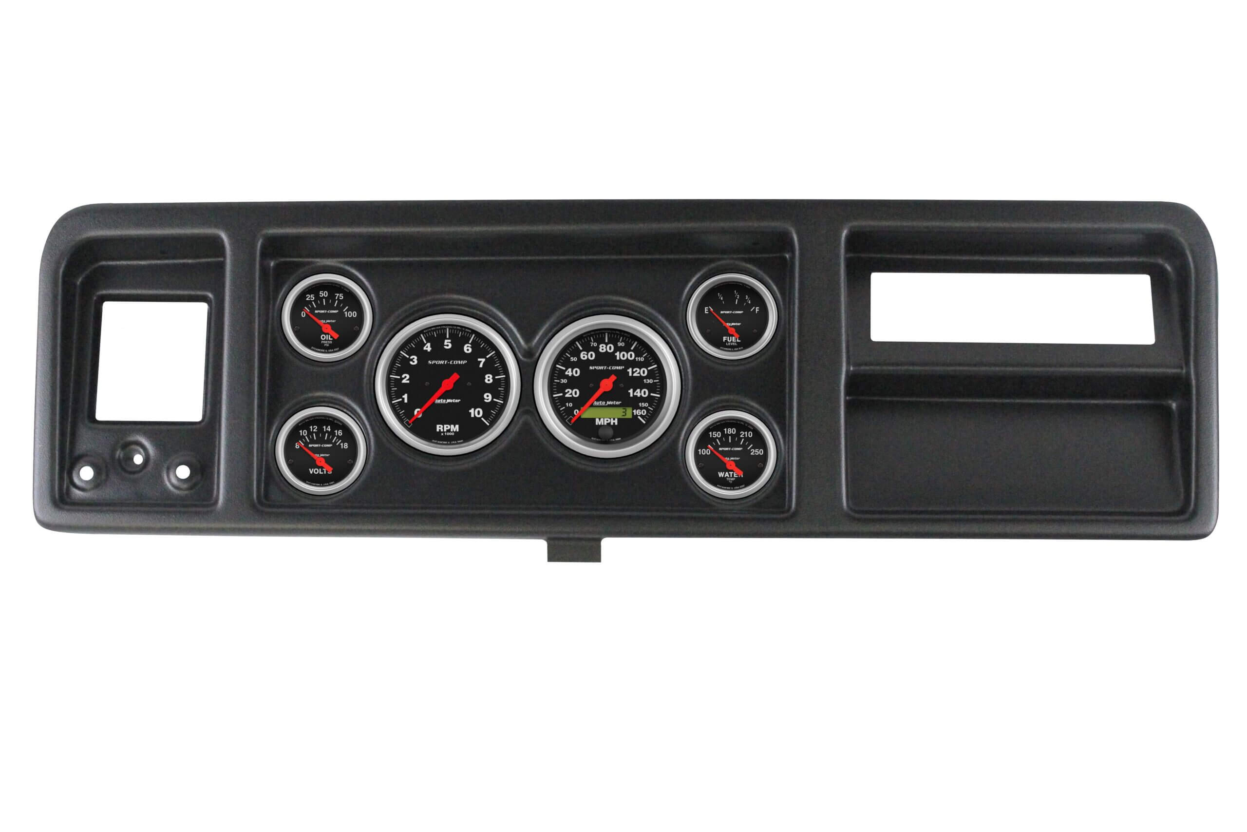 1973-79 Ford Truck 6 Gauge Black Dash Panel with Sport Comp Electric Gauge Bundle with AC VENTS