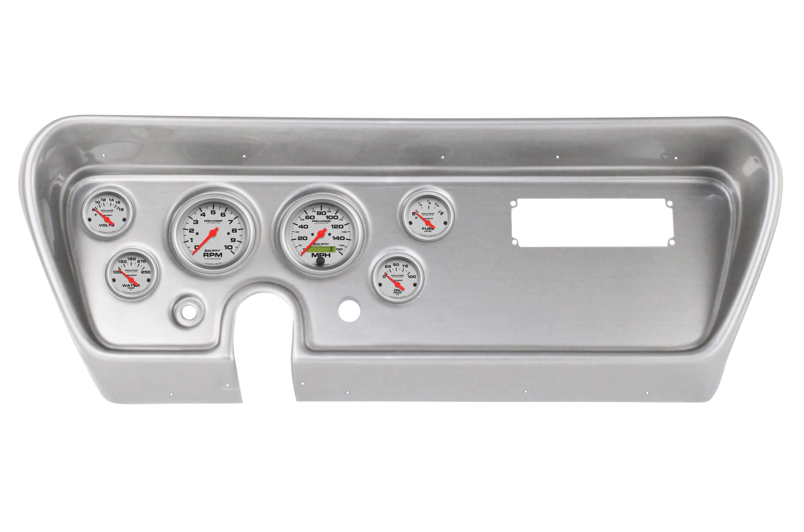 1966 Pontiac GTO / LeMans 6 Gauge Brushed Aluminum Dash Panel with Ultra-Lite Electric Gauge Bundle