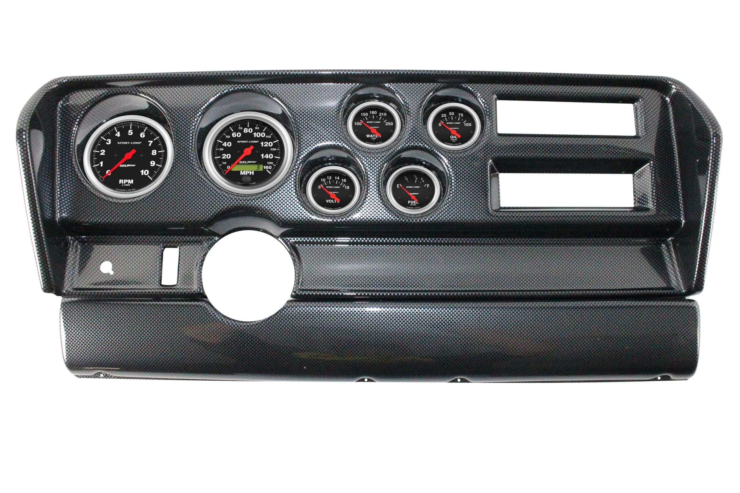 1970-72 Pontiac GTO 6 Gauge Carbon Fiber Dash Panel with Sport Comp Electric Gauge Bundle