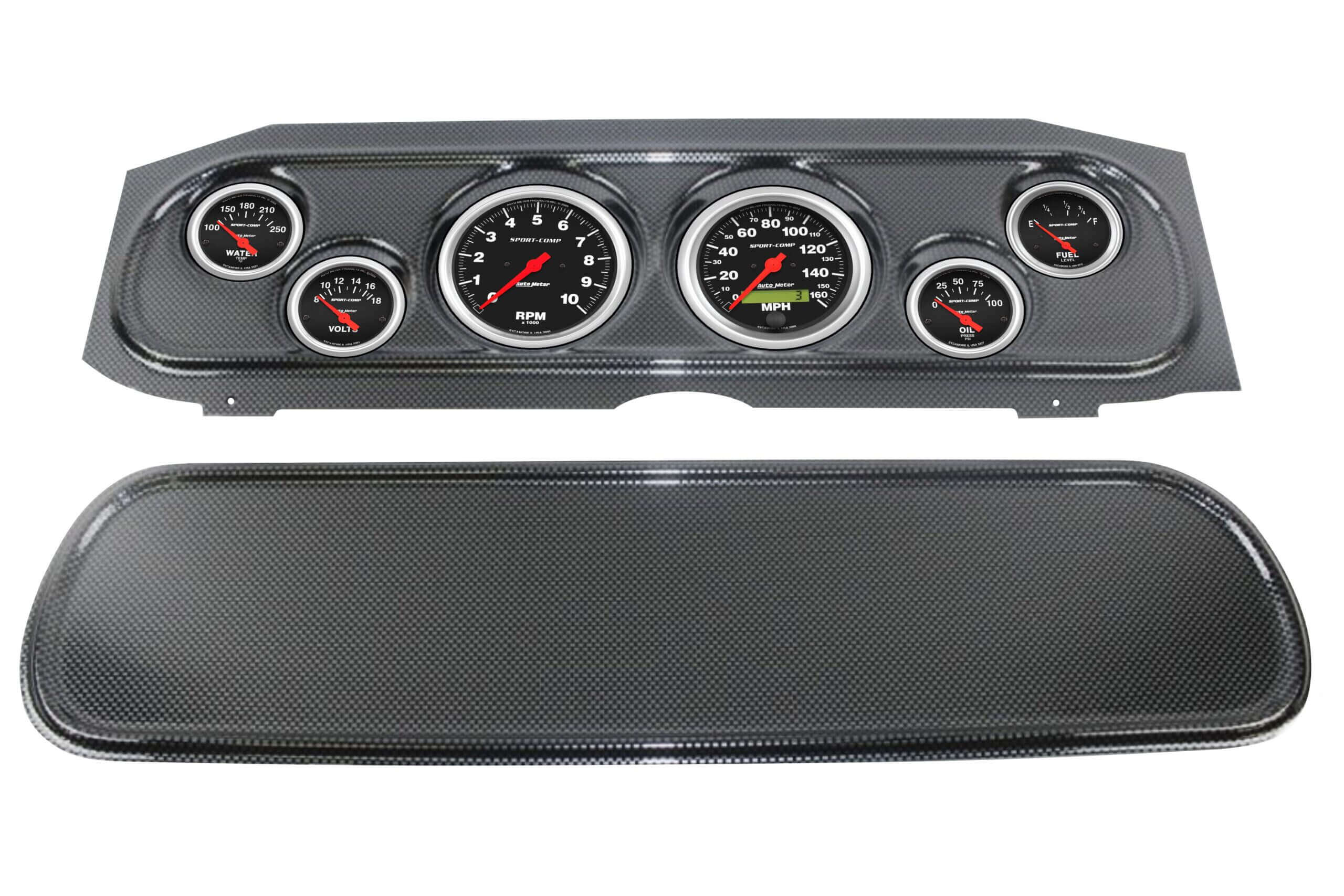 1969-70 Mercury Cougar 6 Gauge Carbon Fiber Dash Panel with Sport Comp Electric Gauge Bundle