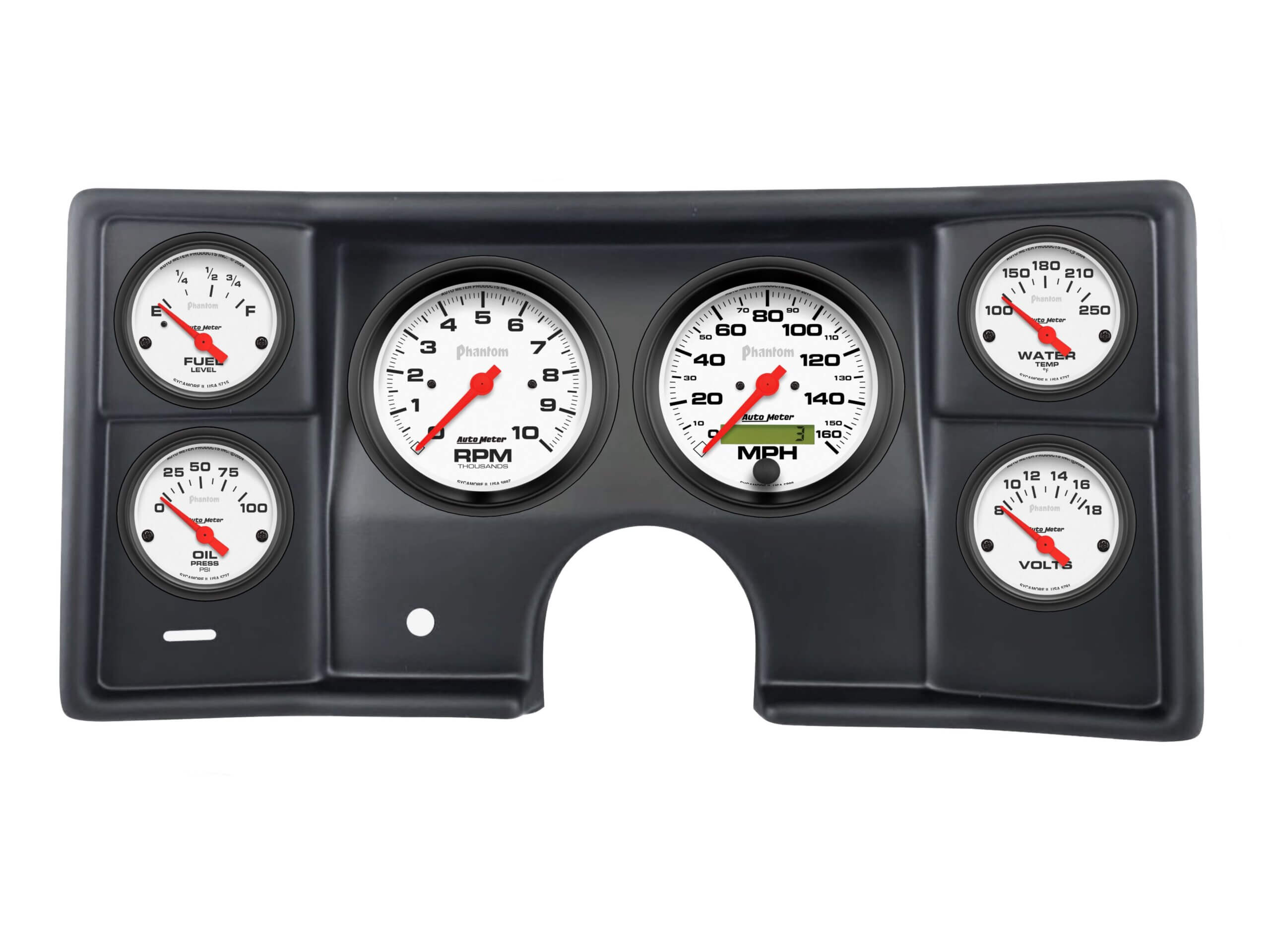 1978-81 Chevy G-Body 6 Gauge Black Dash Panel with Phantom Electric Gauge Bundle